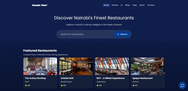 Restaurant website design
