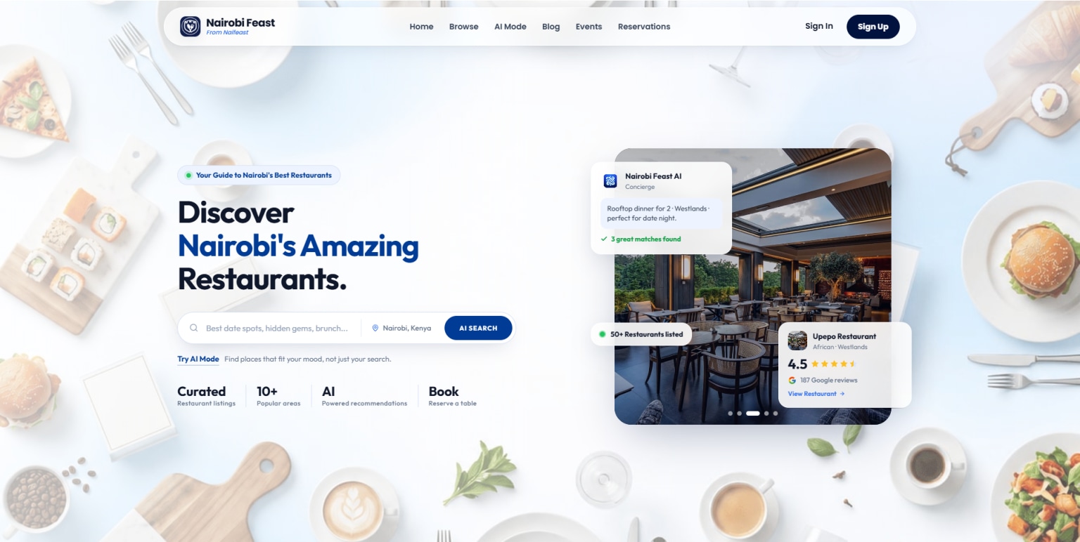 Restaurant website design